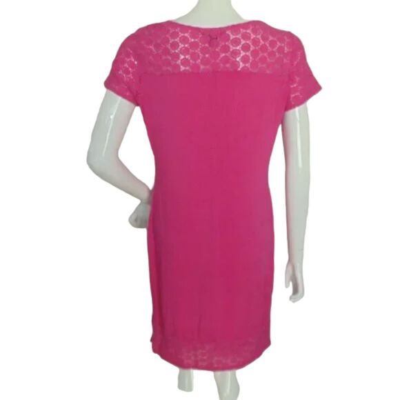 TOMMY BAHAMA Dress, M, Pink, Crochet Neck/hem, Short sleeves, Solid, Scoop neck - Picture 5 of 13